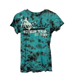 Cruel Girl Tie Dye Short Sleeve T Shirt Women M Crewneck Blue Black Cotton Basic